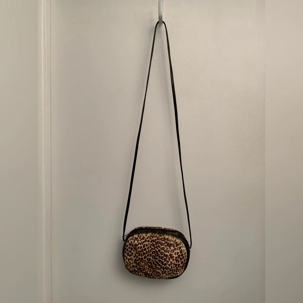 Vintage L. J. Simone NY Leopard & Leather Crossbody Bag